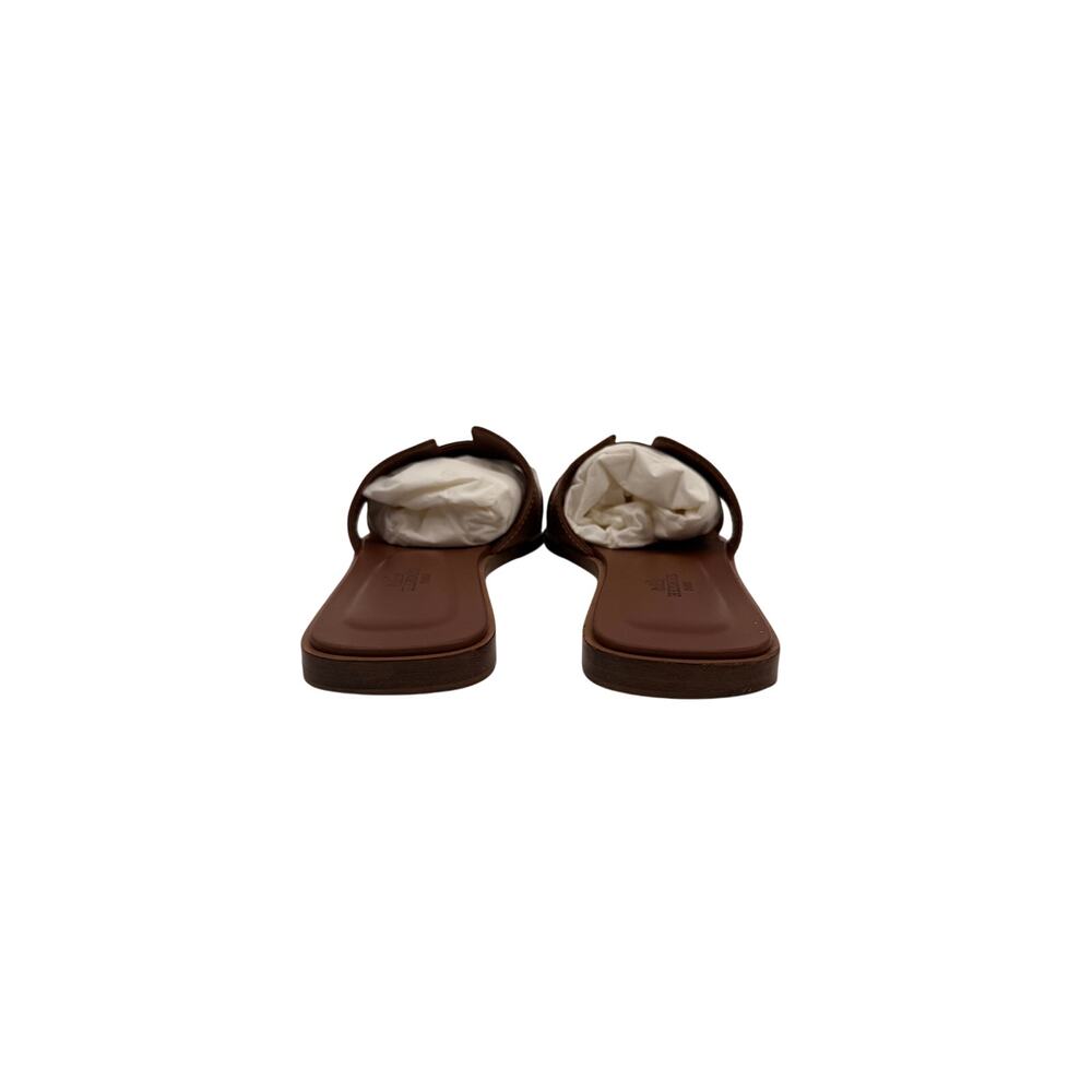 Hermes Oran Leather Open Toe Slip-On Flats Slide Sandals Brown Women's Size 38 - Picture 5 of 8